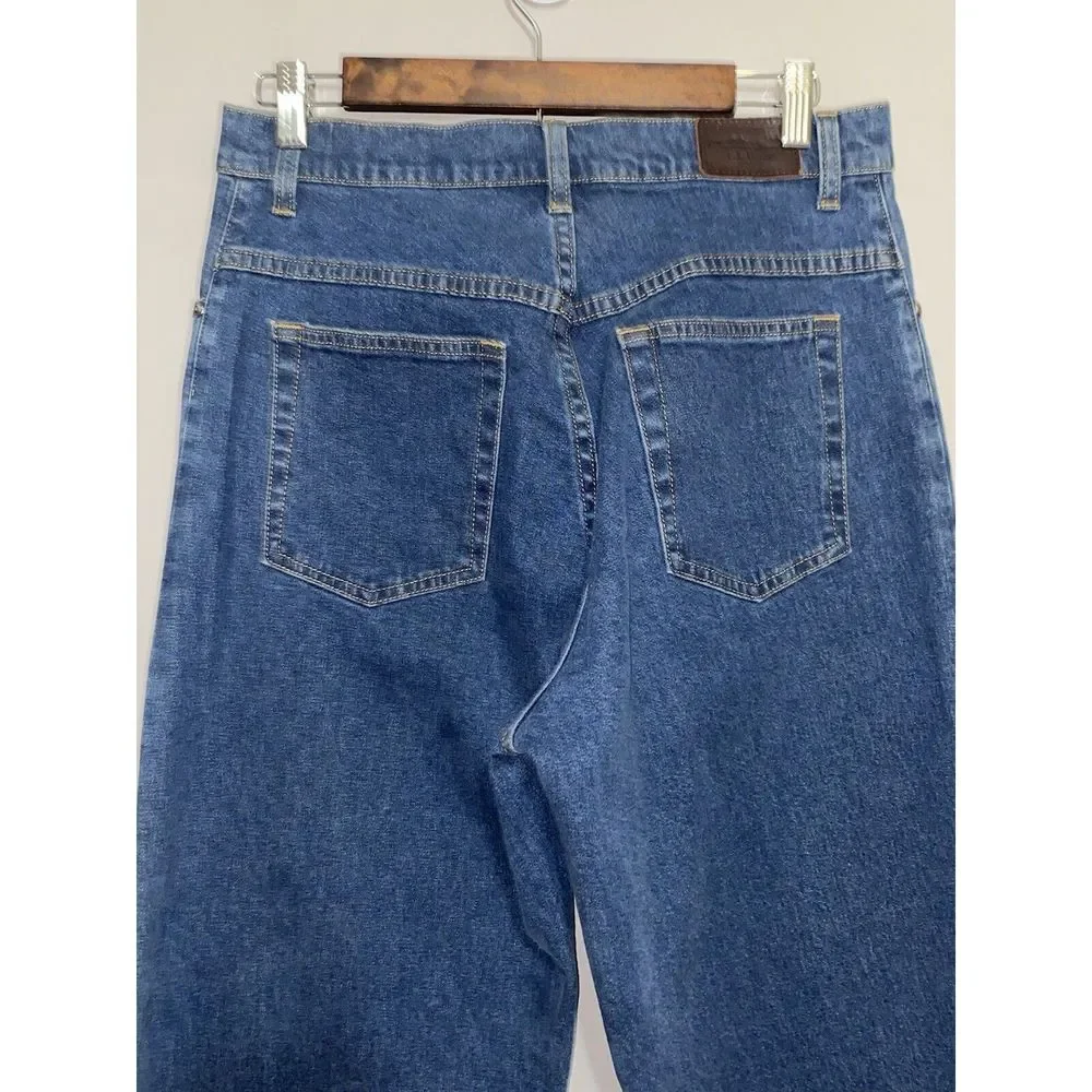 LL Bean Womens High Rise Tapered Leg Jean Classic Mom Jeans Blue Comfort Size 12 - Picture 8 of 15
